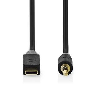 Nedis  Adattatore USB-C™ | USB 2.0 | USB-C™ Maschio | 3,5 mm Maschio | 1,00 m | Rotondo | Placcato oro | PVC | Nero | Scatola 