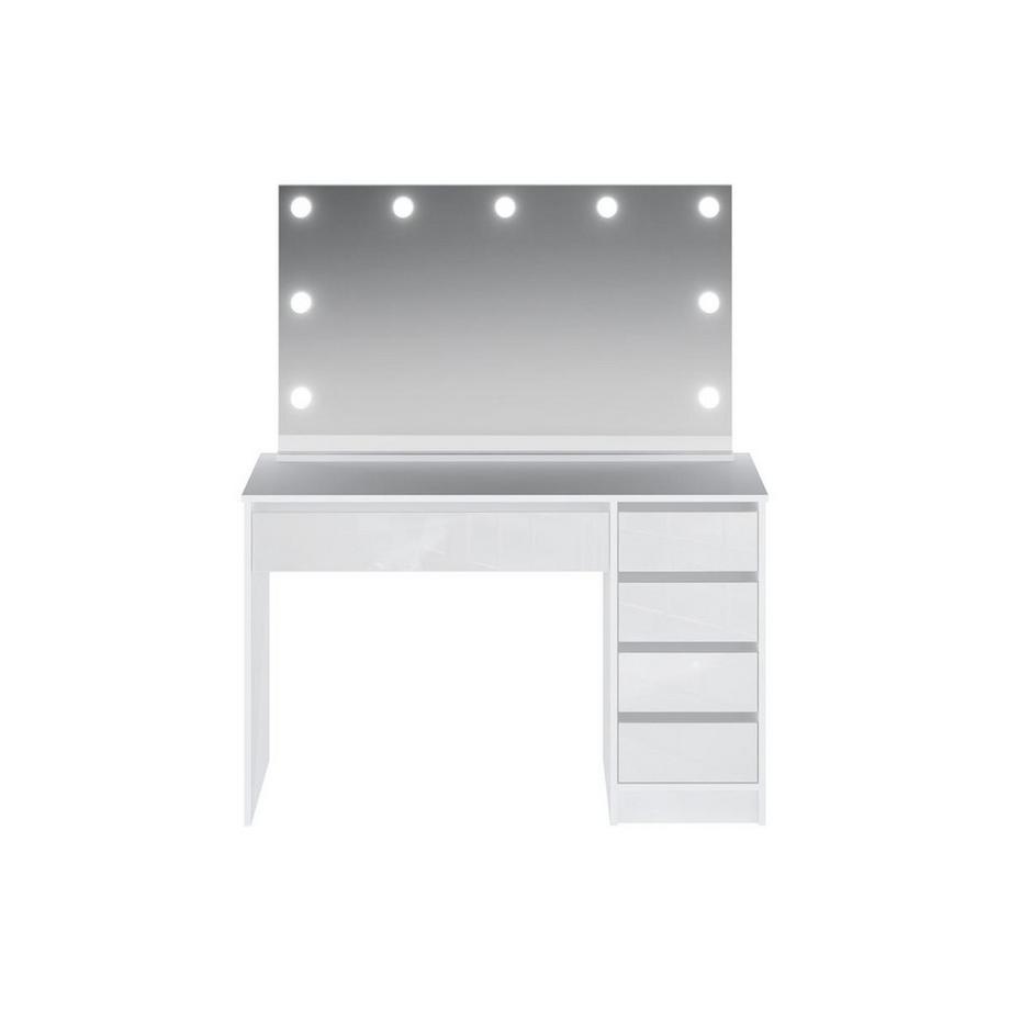 Vente-unique  Frisiertisch mit LED-Spiegel - 5 Schubladen - Weiß glänzend - JENEMI 