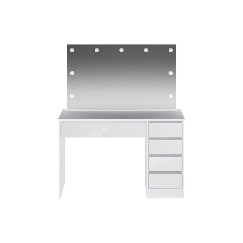 Vente-unique  Frisiertisch mit LED-Spiegel - 5 Schubladen - Weiß glänzend - JENEMI 