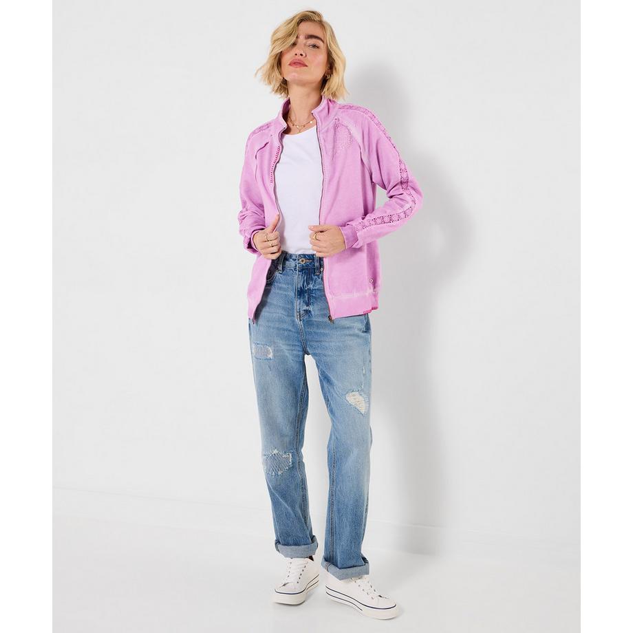 Joe Browns Sweatshirt mit Trichterhals Stickerei und Reissverschluss  