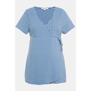 Ulla Popken  T-shirt Bellieva, fonction d'allaitement, rayures, silhouette en A, manches courtes. 