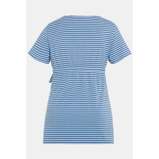 Ulla Popken  T-shirt Bellieva dal taglio svasato a righe con mezze maniche e caratteristiche per l'allattamento 