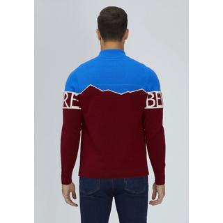 Bellemere New York  Maglione Merino con mezza zip e stampa montagna 