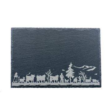 Alpaufzug Familie Schieferplatte 30 x 20 cm