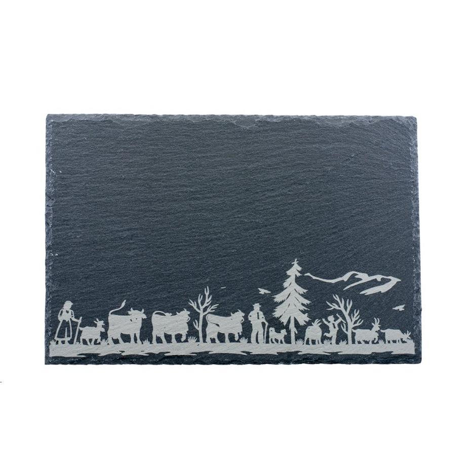 Alpaufzug Familie Schieferplatte 30 x 20 cm