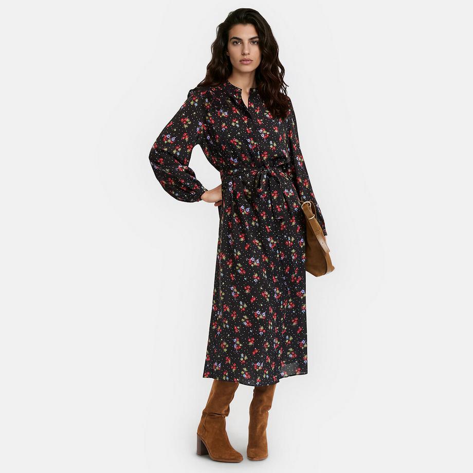 Robe longue imprimé floral à manches longues