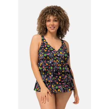 Ulla Popken  Tankini con frutta, coppe morbide, volant e materiale riciclato 