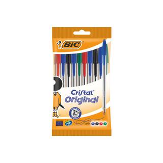 BiC BIC Cristal Original, Penne a Sfera in Colori Assortiti (Punta 1mm), Confezione da 10  