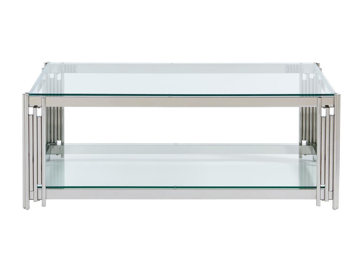 PASCAL MORABITO Table basse en verre trempé et acier inoxydable - Chromé - NOMELANO de Pascal MORABITO  