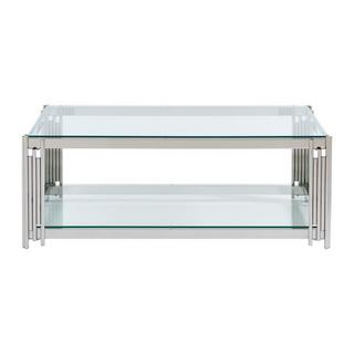 PASCAL MORABITO Table basse en verre trempé et acier inoxydable - Chromé - NOMELANO de Pascal MORABITO  