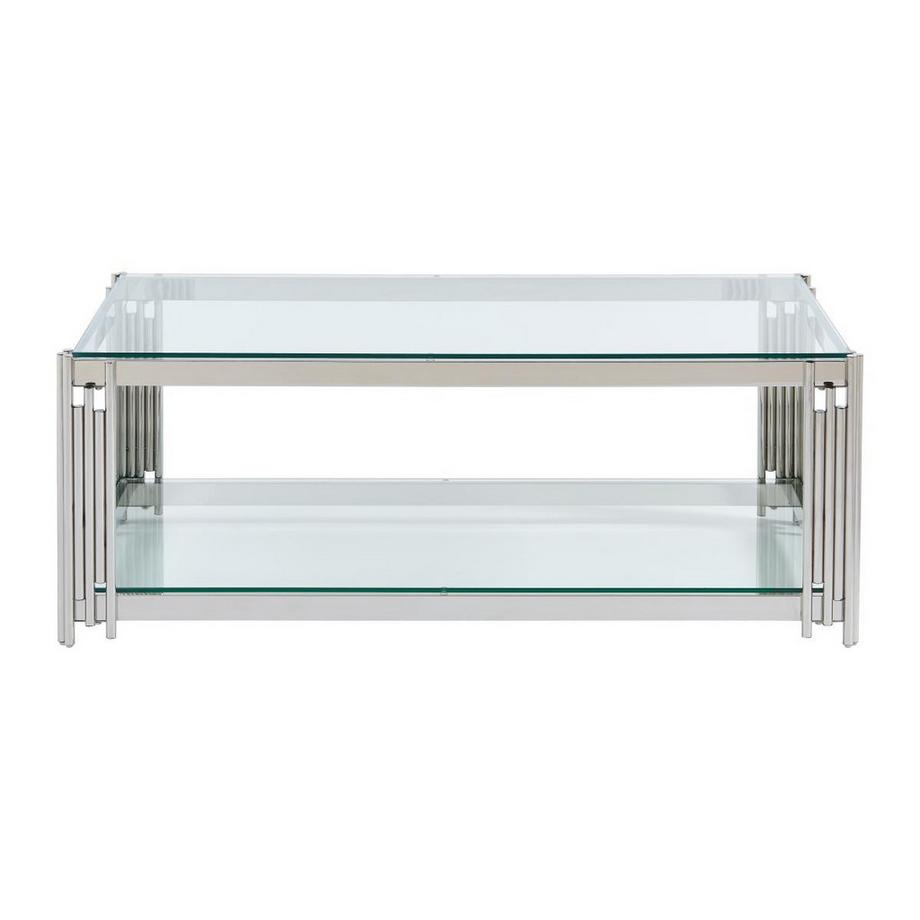PASCAL MORABITO Couchtisch - Sicherheitsglas & Edelstahl - Chromfarben - NOMELANO von Pascal MORABITO  