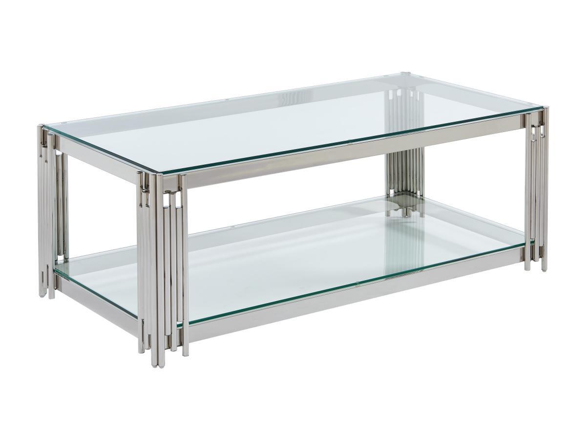 PASCAL MORABITO Table basse en verre trempé et acier inoxydable - Chromé - NOMELANO de Pascal MORABITO  