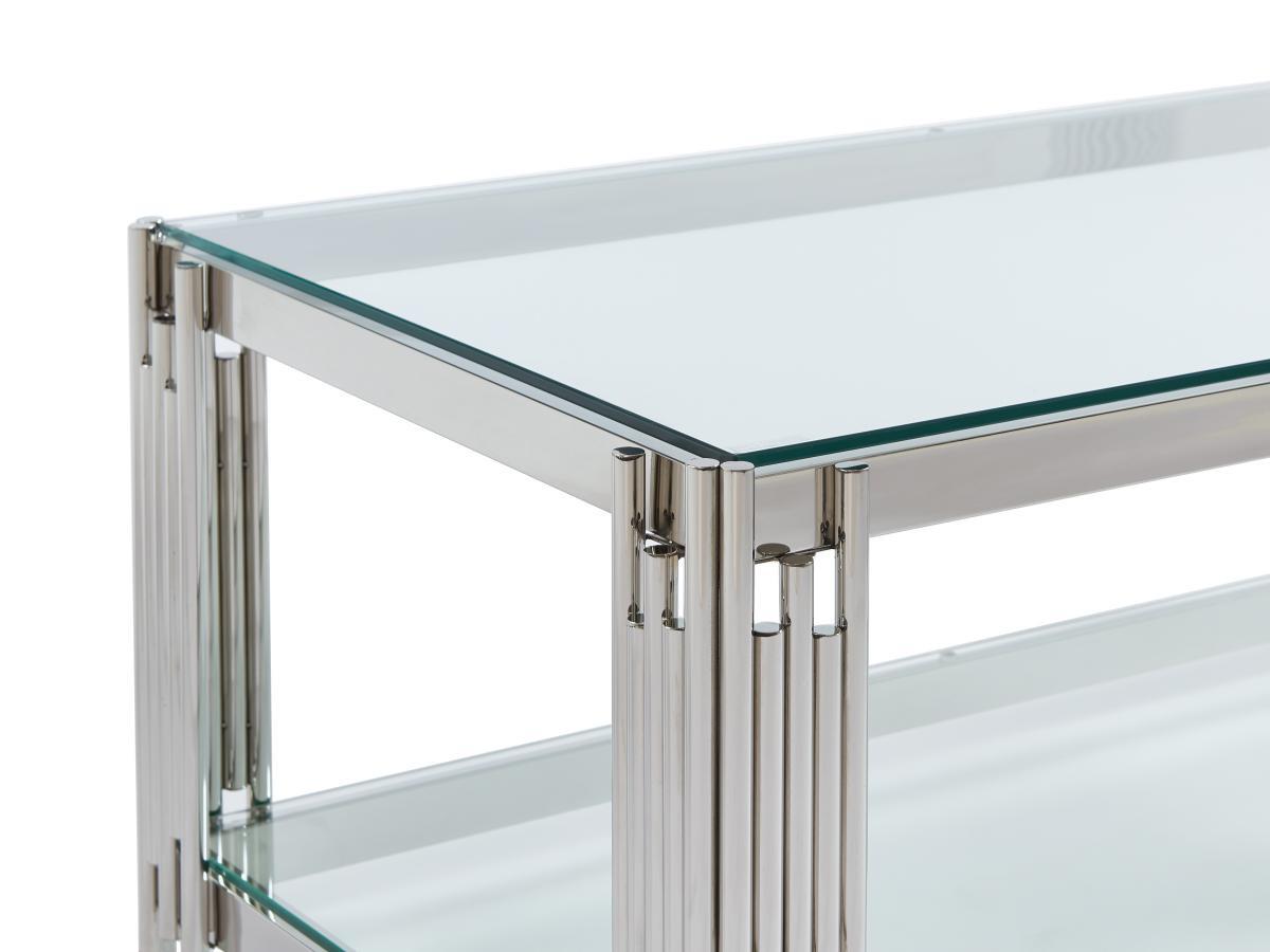 PASCAL MORABITO Table basse en verre trempé et acier inoxydable - Chromé - NOMELANO de Pascal MORABITO  
