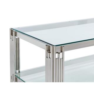 PASCAL MORABITO Table basse en verre trempé et acier inoxydable - Chromé - NOMELANO de Pascal MORABITO  