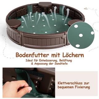 B2X  Sandkaste 120 cm Großer Runder Sandkasten 120 x 120 x 21 cm Braun 