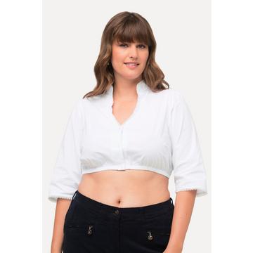 Dirndlbluse, Stehkragen, Spitze, V-Ausschnitt, 3/4-Arm