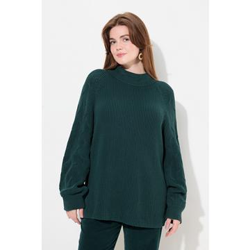 Pull en coton bio, col montant et manches longues, mailles torsadées