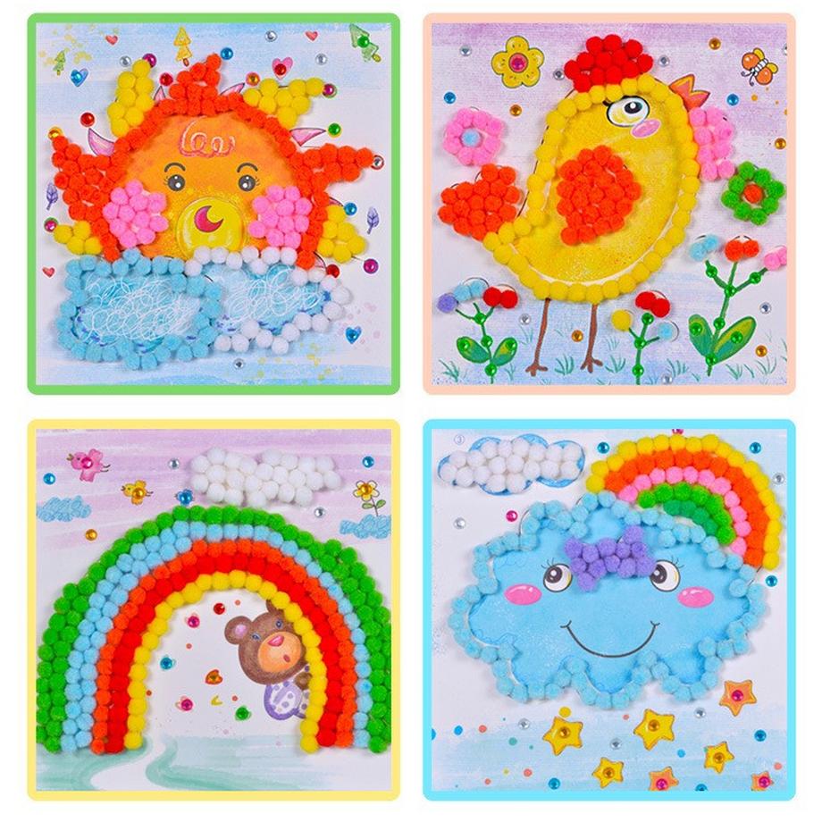 Cover-Discount  DIY kit de bricolage peinture pompon et strass avec 8 motifs 