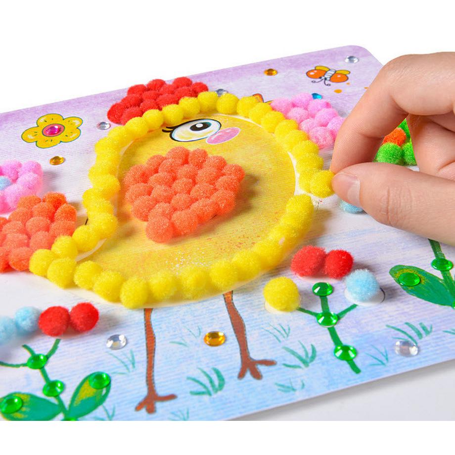 Cover-Discount  DIY kit de bricolage peinture pompon et strass avec 8 motifs 