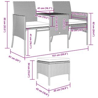 VidaXL Canapé de jardin rotin synthétique  