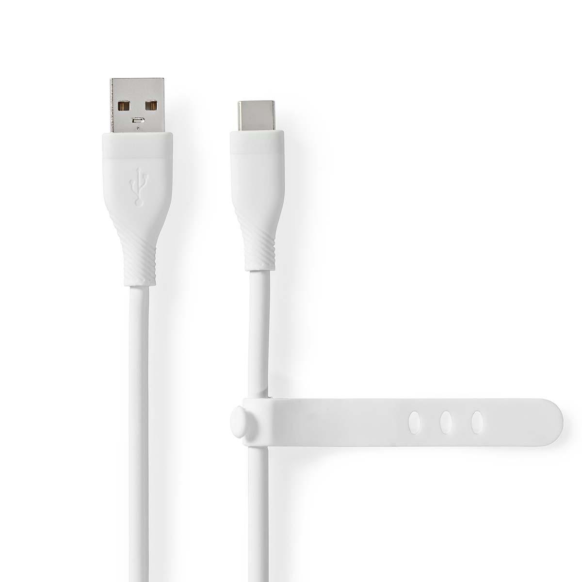 Nedis  Câble USB | USB 2.0 | USB-A mâle | USB-C™ mâle | 15 W | 480 Mbps | Nickelé | 1,50 m | Rond | Silicone | Blanc | Boîte 