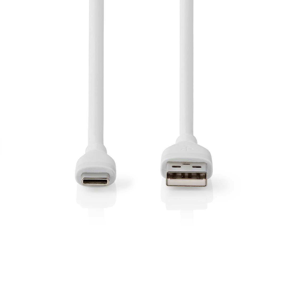 Nedis  Câble USB | USB 2.0 | USB-A mâle | USB-C™ mâle | 15 W | 480 Mbps | Nickelé | 1,50 m | Rond | Silicone | Blanc | Boîte 