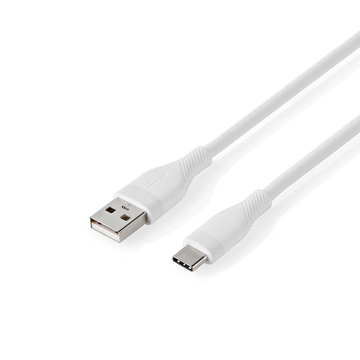 Nedis  Câble USB | USB 2.0 | USB-A mâle | USB-C™ mâle | 15 W | 480 Mbps | Nickelé | 1,50 m | Rond | Silicone | Blanc | Boîte 