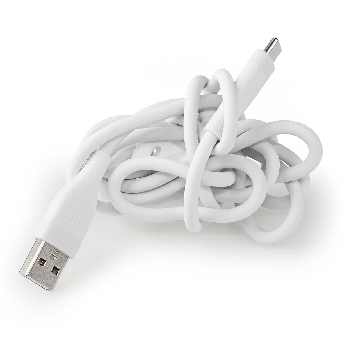 Nedis  Câble USB | USB 2.0 | USB-A mâle | USB-C™ mâle | 15 W | 480 Mbps | Nickelé | 1,50 m | Rond | Silicone | Blanc | Boîte 