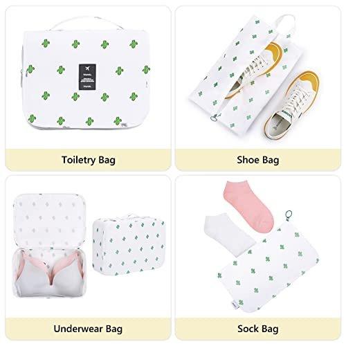 Only-bags.store  8-teilige Packwürfel, Kleidersäcke, Kofferorganisator für Urlaub und Reisen, Packwürfelset, Reisewürfel, Organisationssystem für Koffer - Cactus 