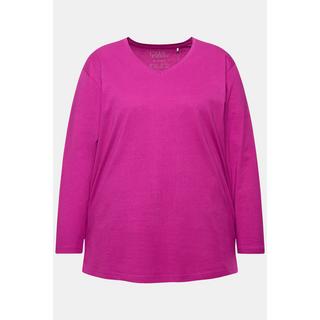 Ulla Popken  T-shirt coupe Relaxed Fit, col en V et manches longues 