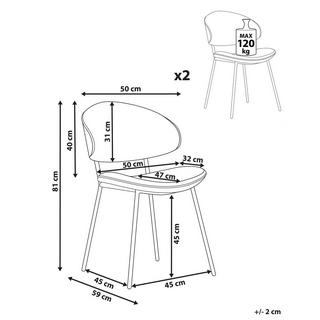 Beliani Lot de 2 chaises de salle à manger en Polyester Moderne KIANA  