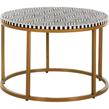 Table basse Bliss noir blanc or 70x70