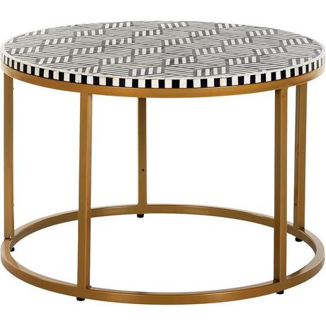 mutoni Table basse Bliss noir blanc or 70x70  