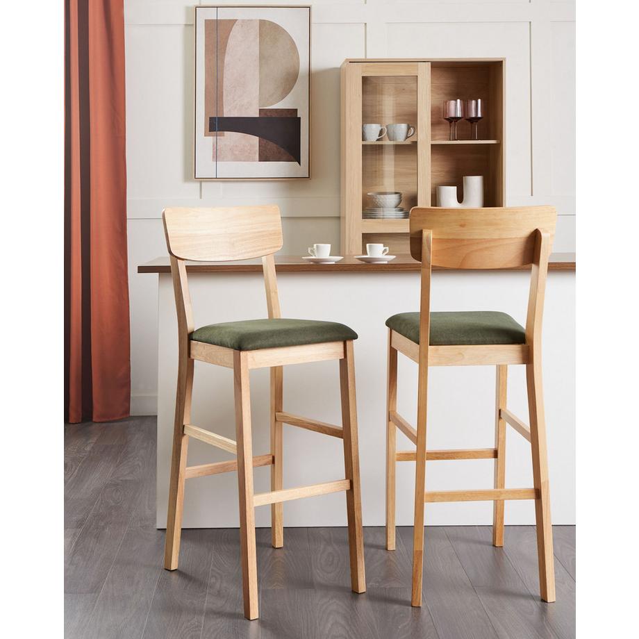 Beliani Lot de 2 chaises de bar en Bois d'hévéa Scandinave AMBLER  