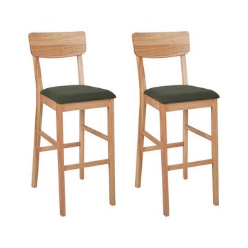 Lot de 2 chaises de bar en Bois d'hévéa Scandinave AMBLER