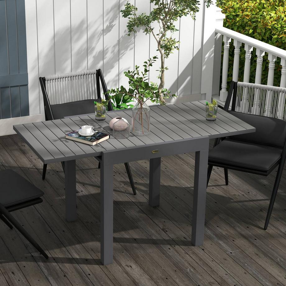 Northio Table De Jardin, Table De Salle À Manger Pour 6 Personnes, Table De Terrasse, Table De Balcon Extensible, Supporte Jusqu'À 70 Kg, Aluminium Gris, 81/162 X 80 X 75 Cm  