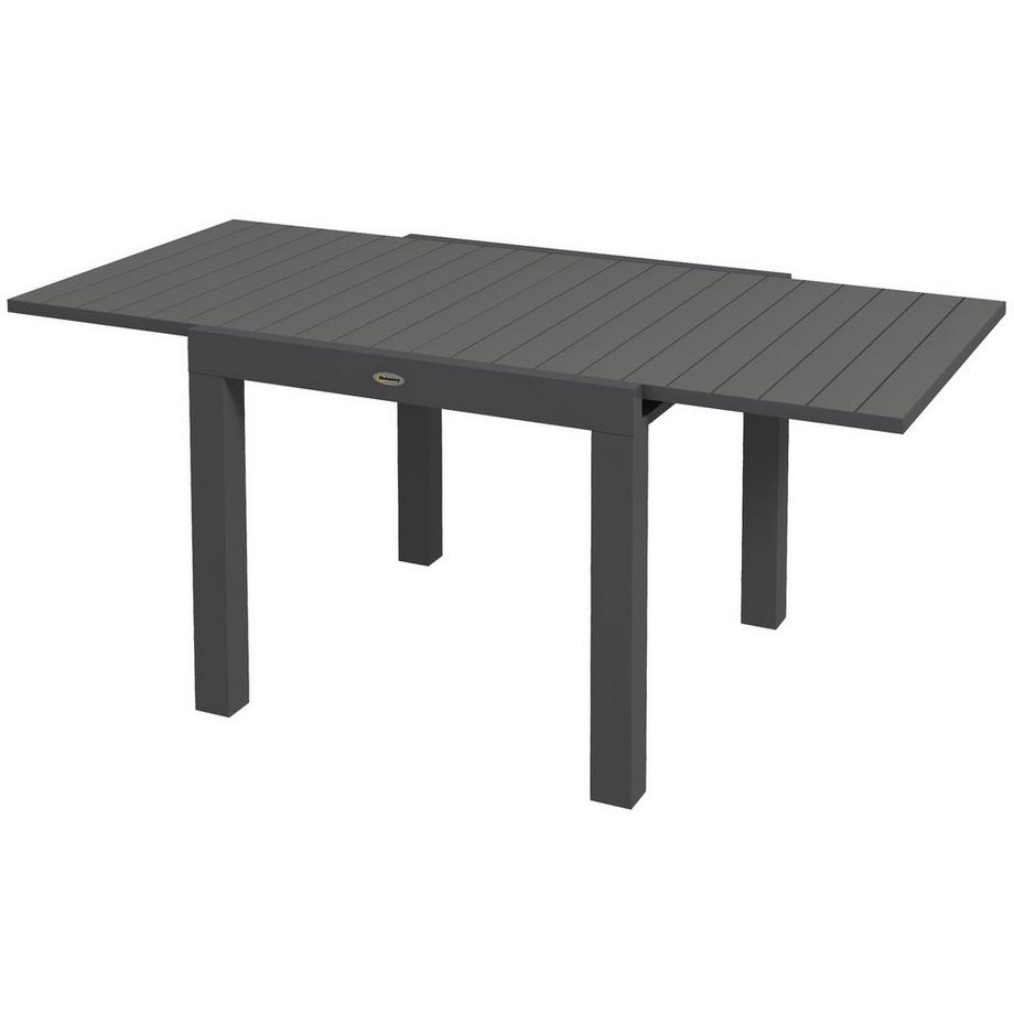Table De Jardin, Table De Salle À Manger Pour 6 Personnes, Table De Terrasse, Table De Balcon Extensible, Supporte Jusqu'À 70 Kg, Aluminium Gris, 81/162 X 80 X 75 Cm