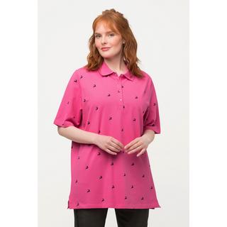 Ulla Popken  Maglia polo in tradizionale stile Tracht con stambecco, collo polo e mezze maniche 