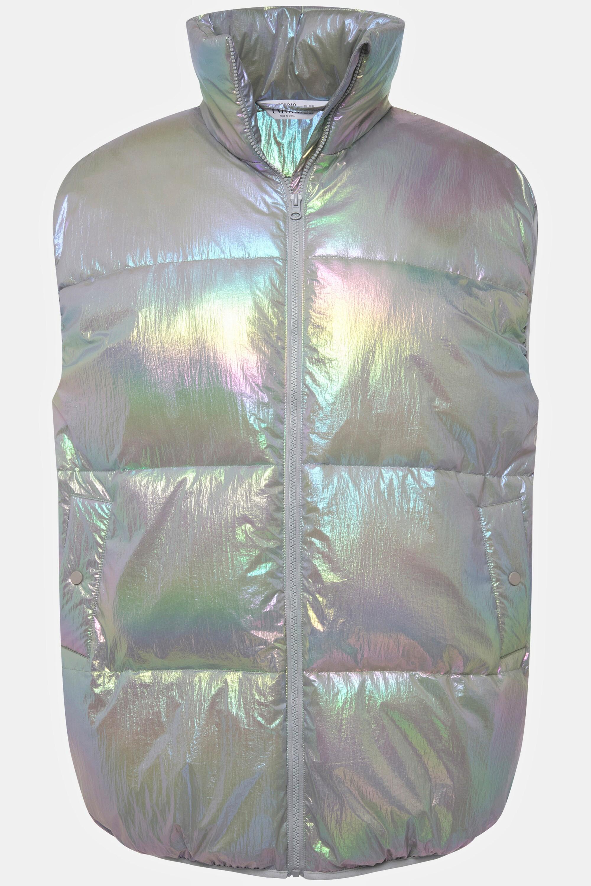 Studio Untold  Gilet matelassé# oversize, effet holographique, avec col montant et fermeture à glissière 