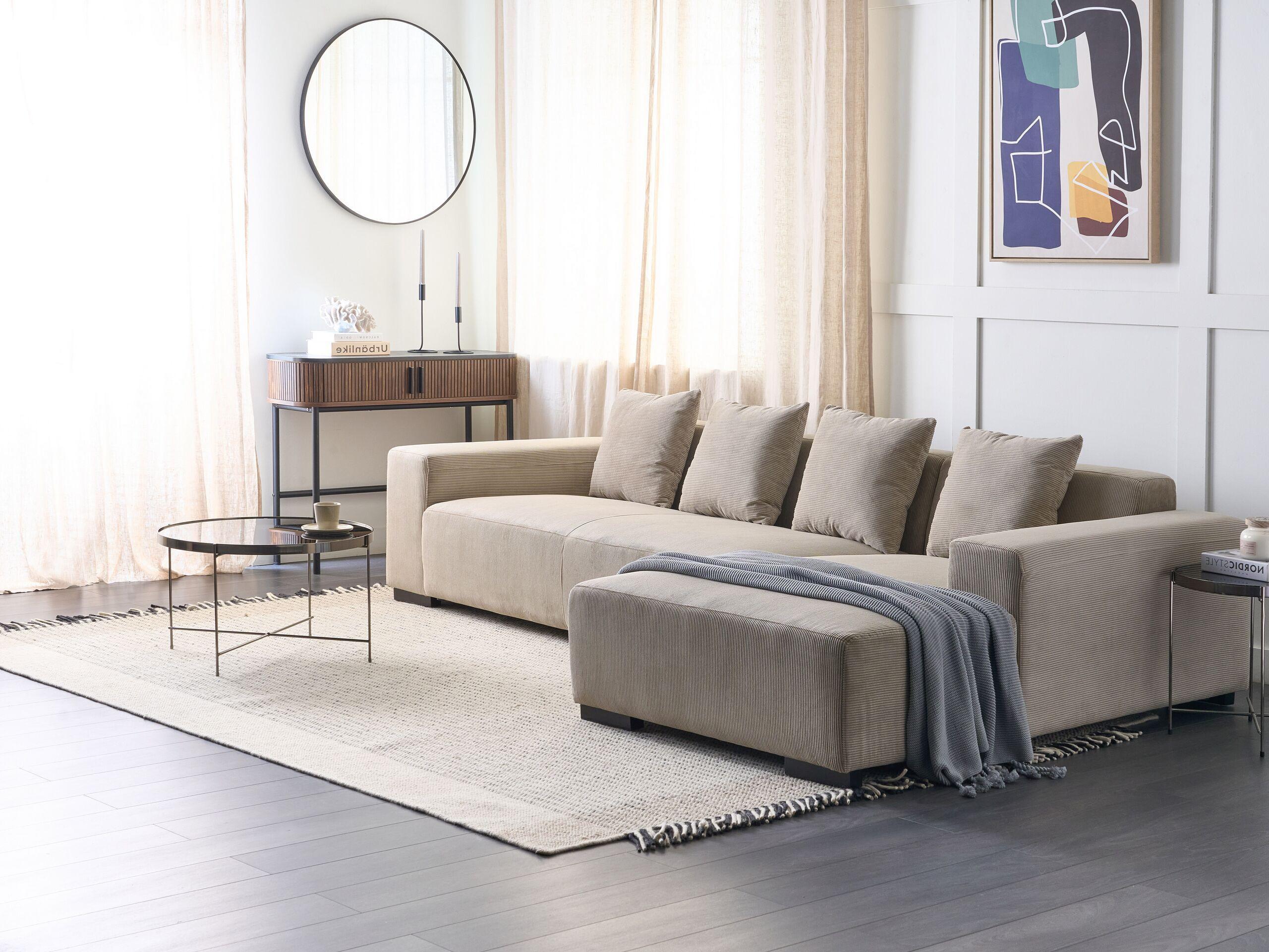 Beliani Ecksofa aus Cord Modern LUNGO  