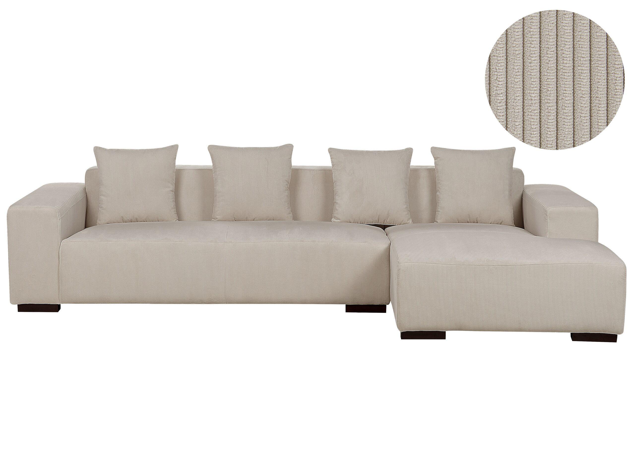 Beliani Ecksofa aus Cord Modern LUNGO  