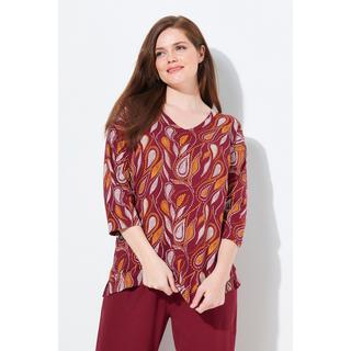 Ulla Popken Paisley V-Ausschnitt 3/4-Arm Pyjamashirt  
