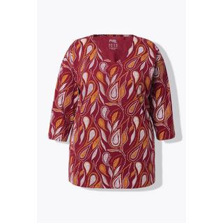 Ulla Popken Paisley V-Ausschnitt 3/4-Arm Pyjamashirt  