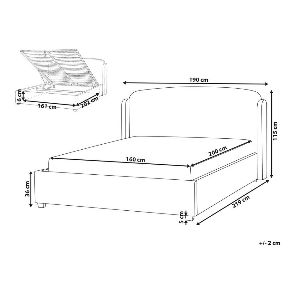 Beliani Lit ottoman en Tissu Moderne BERNAY  