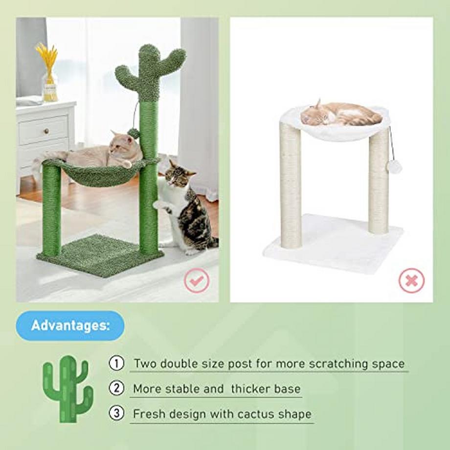 Alopini  Katzenkratzbaum, Kaktusbaum, Stylischer Kratzbaum, Grüne Hängematte mit Ball 