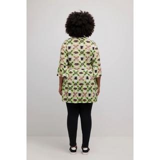 Ulla Popken Midikleid Volants A-Linie Tunika-Ausschnitt 3/4-Arm  