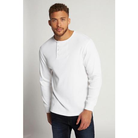 JP1880  Henley, Langarm, Rippjersey, Rundhals, Knopfleiste 