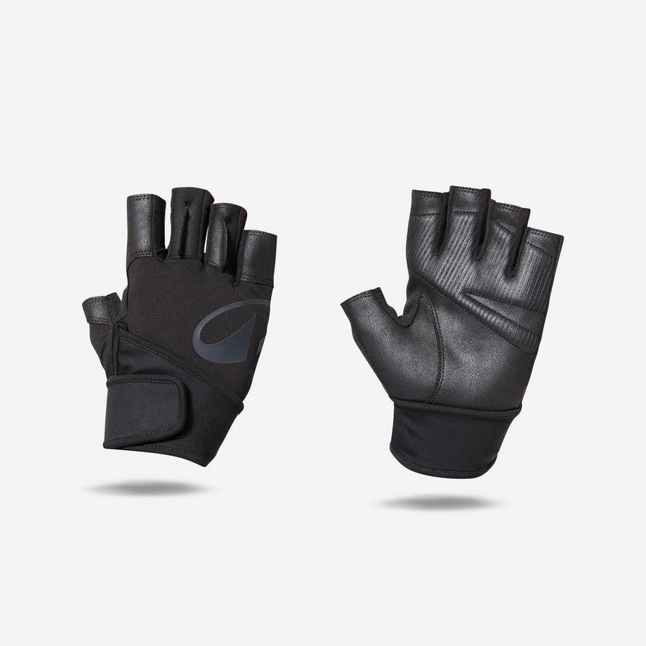 Gants de musculation support poignets et adhérence, noir