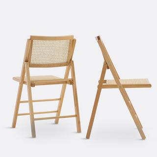 La Redoute Intérieurs Lot de 2 chaises pliantes hêtre et cannage  