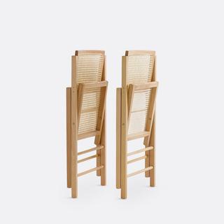 La Redoute Intérieurs Lot de 2 chaises pliantes hêtre et cannage  